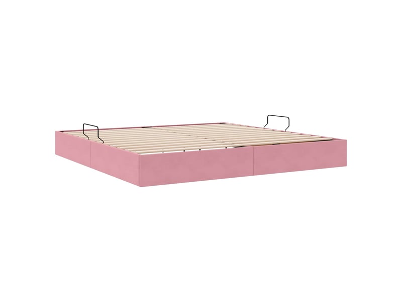  Lit double- lit adulte -  cadre de lit ottoman avec stockage rose 200 x 200 cm velours  - Conforama D