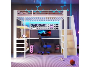 Lit mezzanine 140x200 cm <strong></strong>  <strong>Qualité haut de gamme</strong> coloris blanc