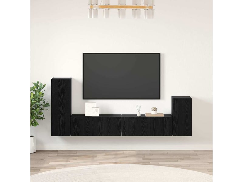  Meuble tv - banc tv - meuble de rangement mural 3 pcs chêne noir bois d'ingénierie  - Conforama B