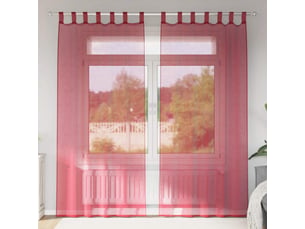 Lot de 2 rideaux en voile, voilages avec boucles rouge bordeaux 140x245 cm cf44320