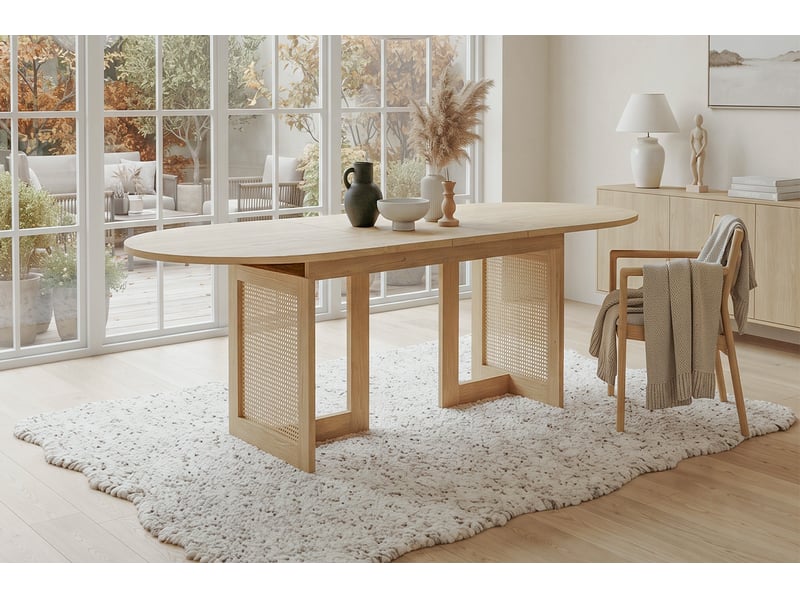 Table à manger extensible 150200 x 90 cm, 6 à 8 personnes, mdf chêne clair - Conforama E