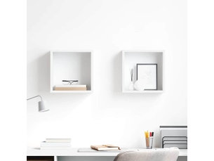 Lot de 2 étagères cube murales, armoires de rangement blanc 30x15x30 cm cf42732