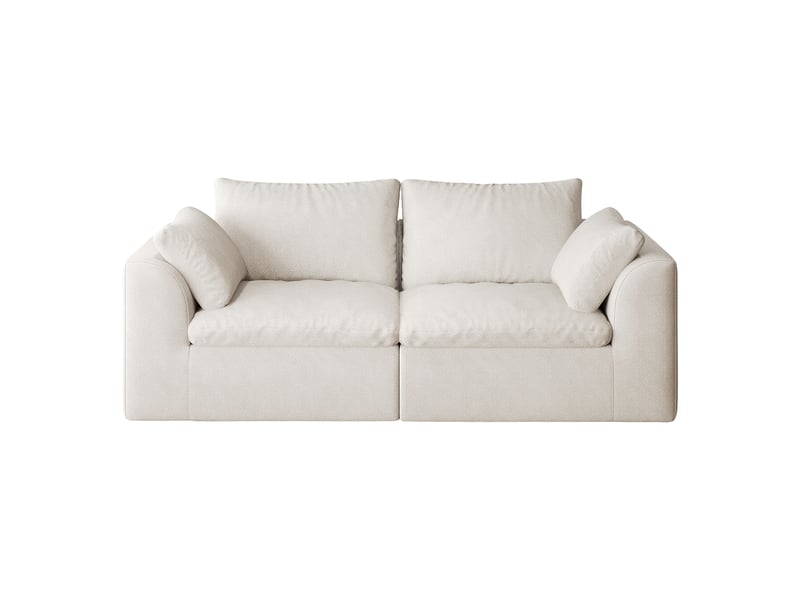  Canapé droit 2 places en tissu lin beige et blanc, 180 cm, mousse compressée IKSETERA TRADING LTD - Conforama A