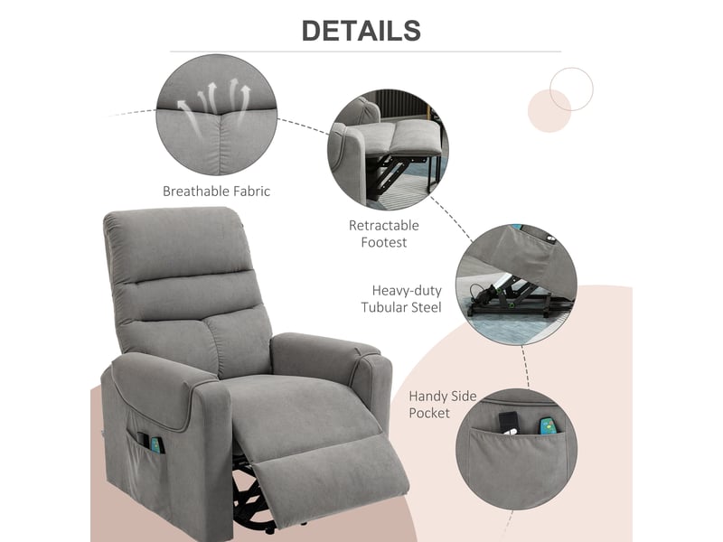 Fauteuil releveur électrique, massage chauffant, fauteuil relax inclinable avec repose-pieds pour salon - Conforama E