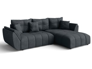 Canapé d'angle réversible convertible AX LIVING Antalya 4 places Velours gris avec coffre de rangement