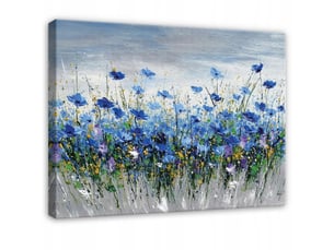 Tableau décoration murale impression sur toile fleurs aquarelle bleu - 120x80 cm - tableau décoration murale chambre et salon