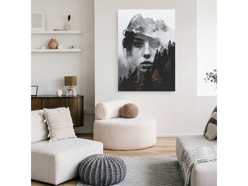  Tableaux, portrait d'une femme sur fond de forêt 80x120 1334482864 - Conforama B