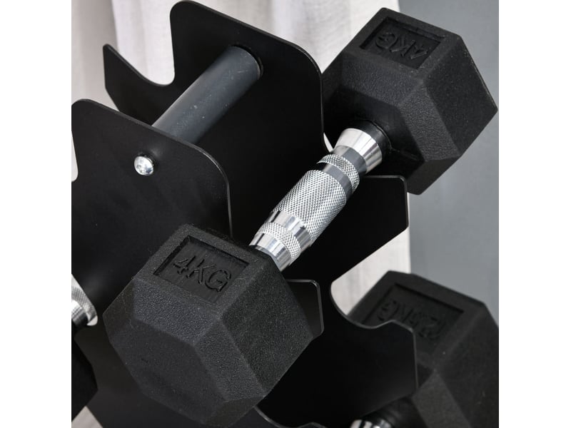  Lot de 2 haltères hexagonaux de 4 kg chacun en métal noir, poignées moletées, pour entraînement à domicile ou en salle  - Conforama D
