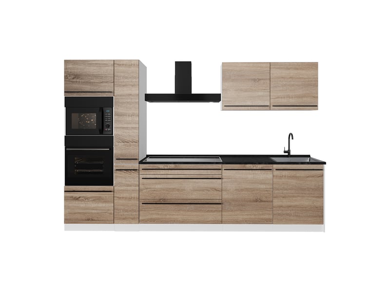 Vicco cuisine, sonomablanc, 310cm plan de travail anthracite  - Conforama A