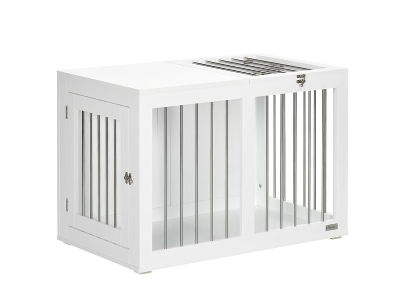  Cage d'intérieur pour  80 x 50 x 56,5 cm – blanche – 2 portes verrouillables et sol surélevé  - Conforama A