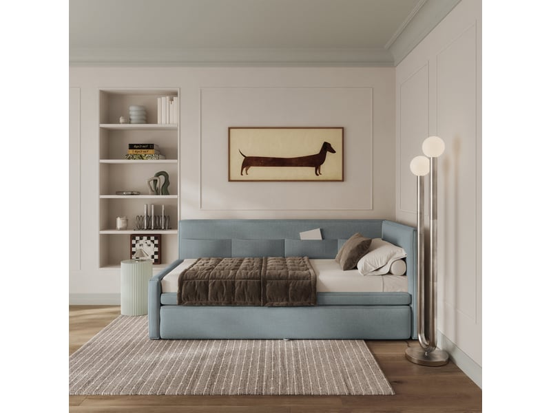  Selsey nesmi - lit rembourré - 90x200 cm - bleu Nesmi - Conforama C