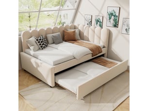 Lit gigogne 140x200 cm Qualité haut de gamme coloris beige