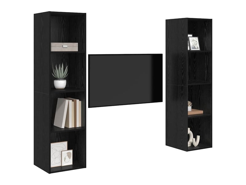  Ensemble meuble tv - banc tv - meuble de rangement 2 pcs noir bois d'ingénierie  - Conforama C