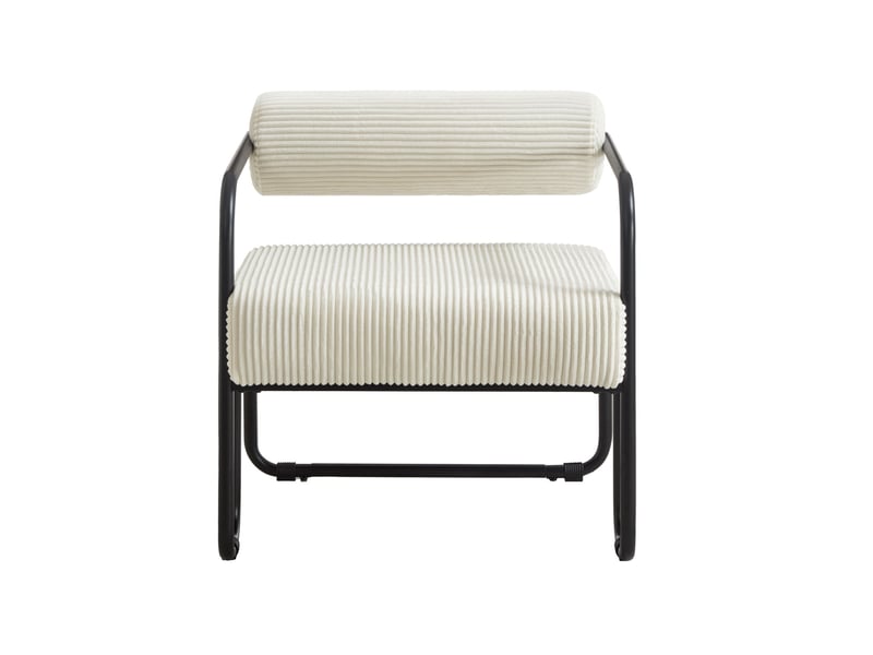  Fauteuil 73x68,5x70,5 cm, design moderne, canapé 1 place, revêtement en tissu côtelé, structure en métal, couleur beige  - Conforama A