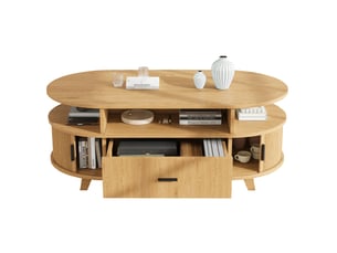 Table basse ovale coloris naturel MAISENTIEL  - 50 cmx100 cm