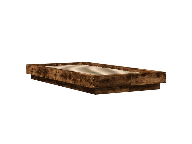  Lit simple- lit adulte -  cadre de lit et lumières led sans matelas chêne fumé 90x190 cm  - Conforama B