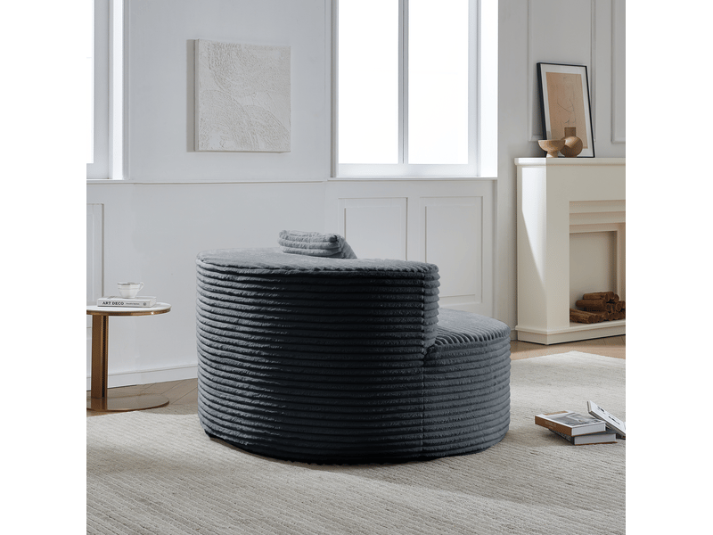  Fauteuil pouf modenvie en velours côtelé gris foncé 112 x 105 x 59 cm  - Conforama E