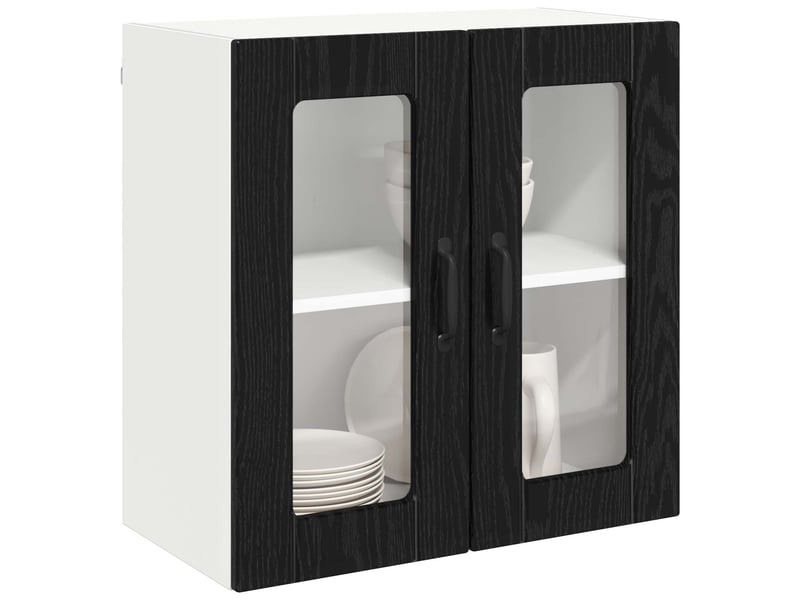 Meuble mural de cuisine, cabinet en verre mural chêne noir 60x31x60cm - Conforama C