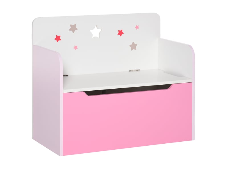  Banc de rangement avec dossier en bois pour enfants de 3 à 6 ans, 60 x 30 x 50 cm, rose  - Conforama A