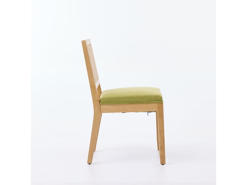  Lot de 2 chaises de salle à manger en lin vert olive, structure en hévéa W3223P503925 - Conforama B