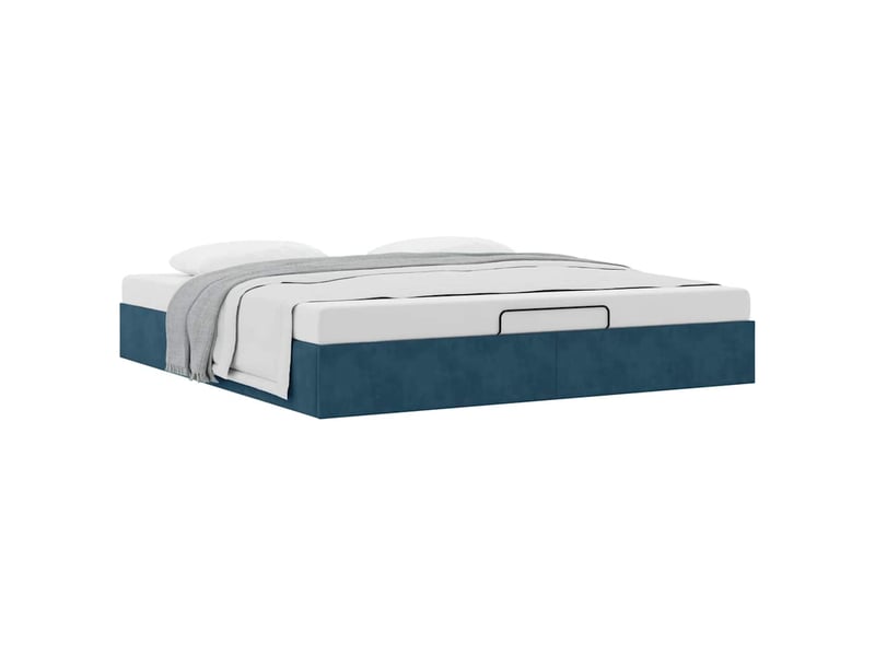 Lit double- lit adulte - cadre de lit ottoman sans matelas bleu foncé 200x200 cm velours - Conforama D