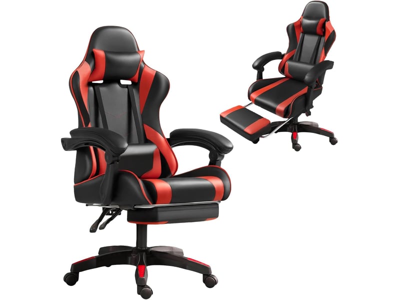  Chaise gaming ergonomique, repose-pieds télescopique Réglable Fauteuil Gaming - Conforama A