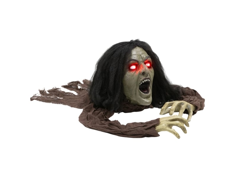  Décoration zombie rampante halloween 140x60x20 cm sonore lumineuse marron  - Conforama A