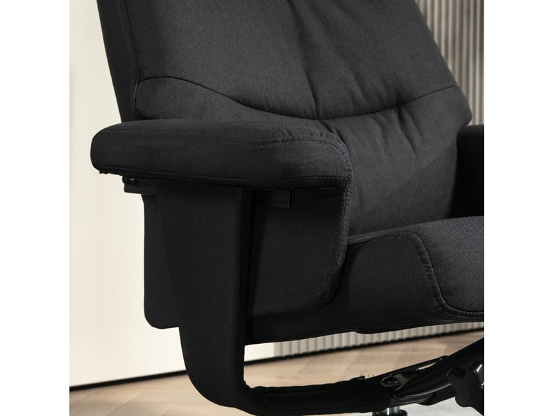 Fauteuil relax noir avec repose-pieds, pivotant 360° et inclinable jusqu'à 135° - Conforama E