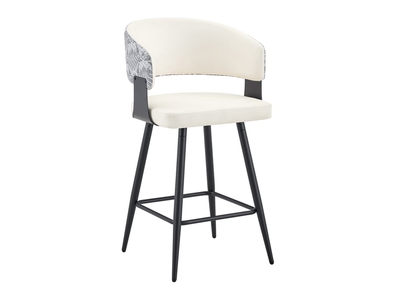  Lot de 2 tabourets de bar avec dossier ergonomique et repose-pieds, en pu et métal, blanc  - Conforama A