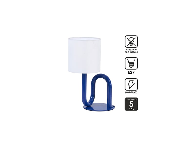 Lampe de table wama en métal bleu  - Conforama E