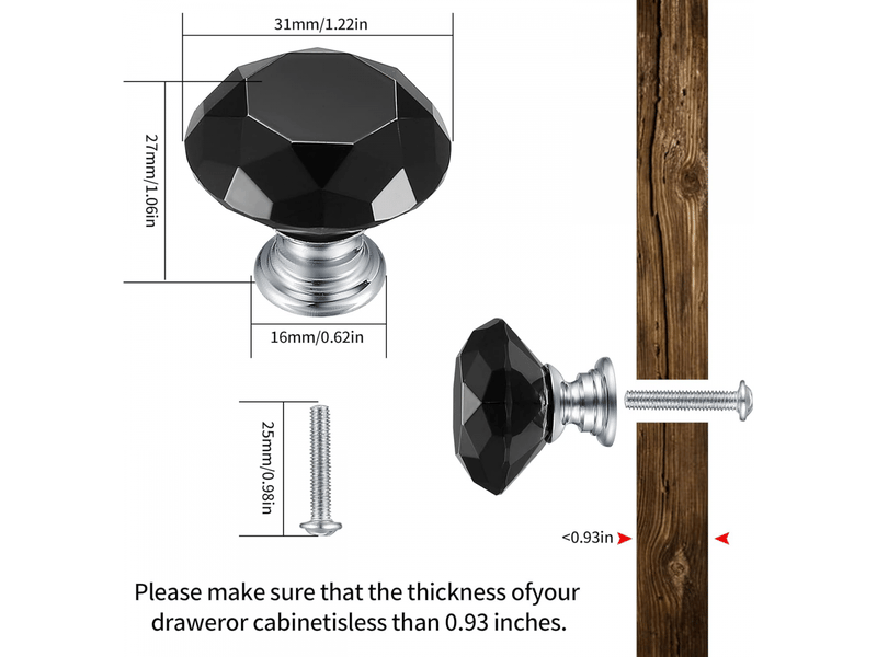  8 boutons de porte en cristal, boutons de tiroir en cristal, tirants de tiroir pour cuisine, salle de bain, bureau  - Conforama B