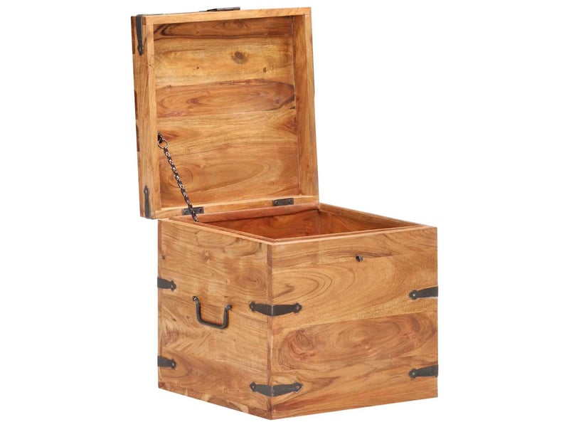  Coffre de rangement 40x40x40 cm bois d'acacia solide shl74893  - Conforama A