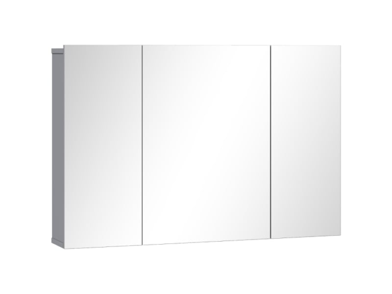  Armoire miroir de salle de bain grise à 3 portes avec étagères réglables, murale  - Conforama A