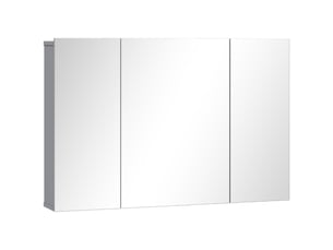 Armoire miroir de salle de bain grise à 3 portes avec étagères réglables, murale