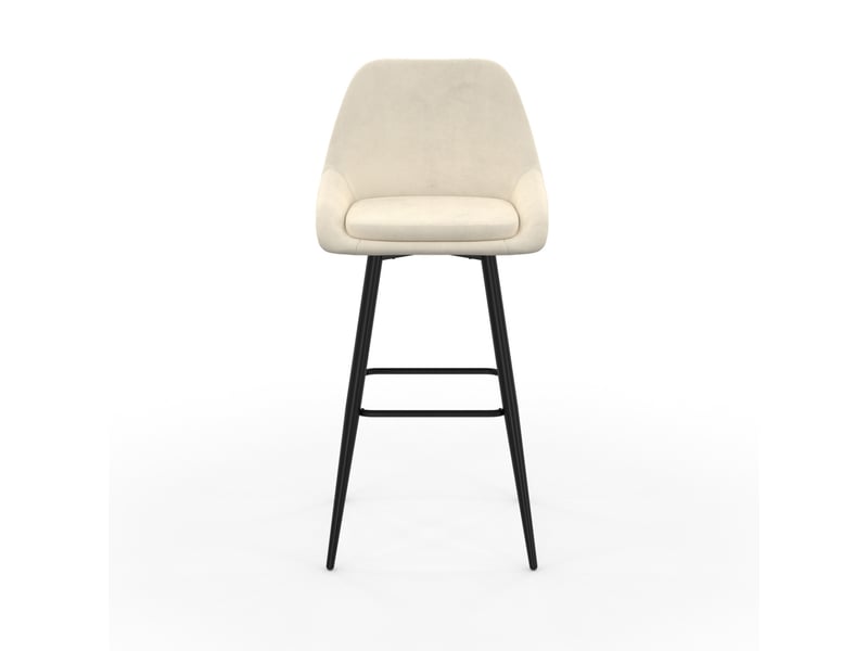 Lot de 2 tabourets de bar thalya en velours beige avec demi-accoudoirs  - Conforama C