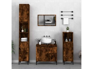 Amoire de salle de bain chêne fumé 30x30x190cm bois d'ingénierie shl8287