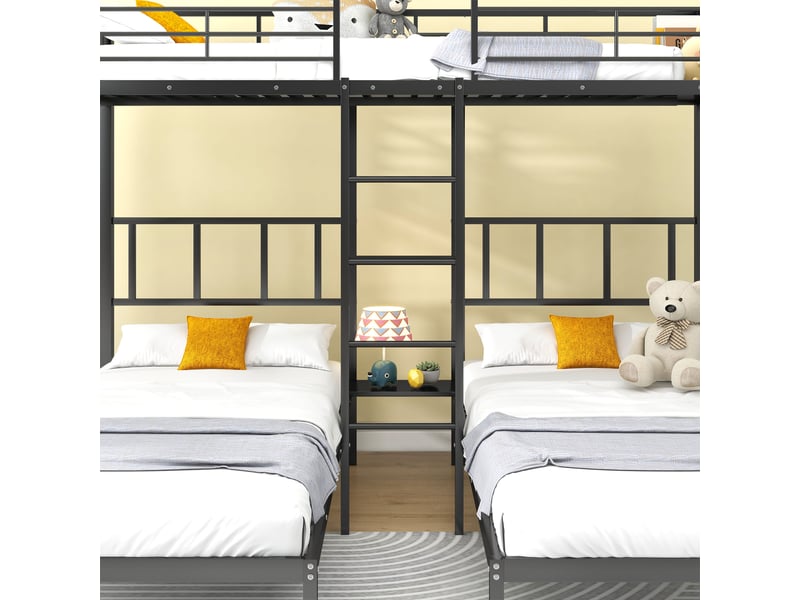  Lit superposé 90x200cm coloris noir lit enfant noir - Conforama E