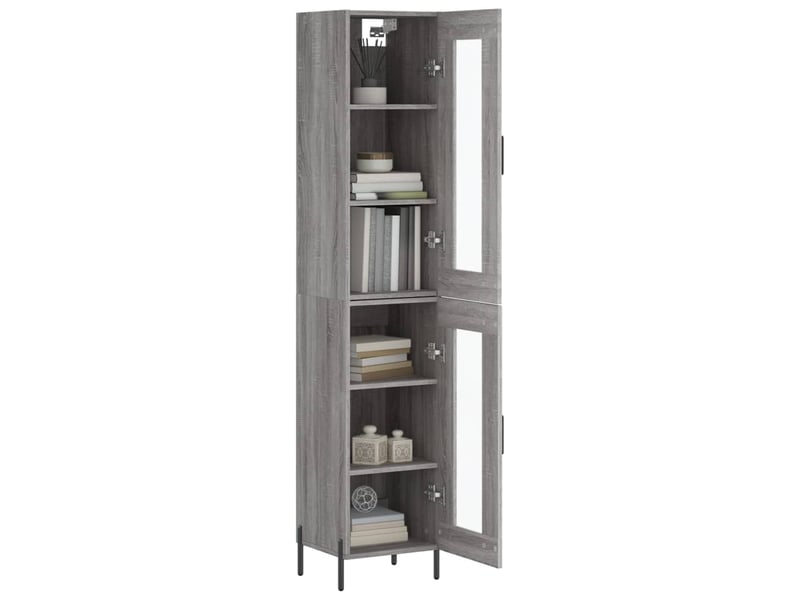  Buffet haut - bahut - meuble de rangement sonoma gris 34,5x34x180 cm bois d'ingénierie  - Conforama C