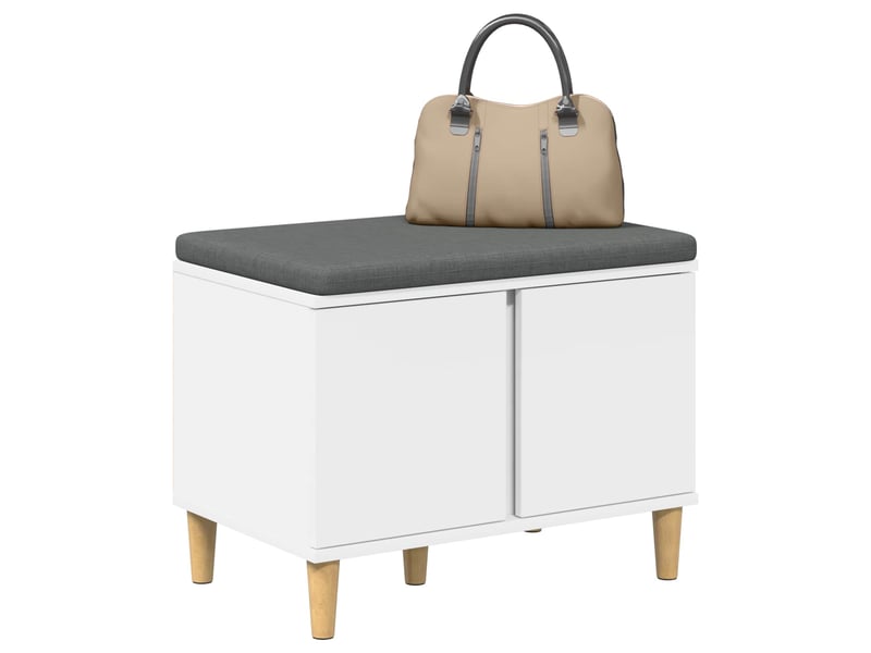  Banc d'entrée blanc 60x38x46 cm bois ingénierie et tissu shl46519  - Conforama C