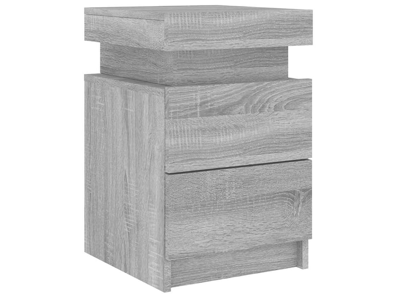  Table de chevet - cabinet de chevet - table de nuit avec lumières led sonoma gris 35x39x55 cm  - Conforama D