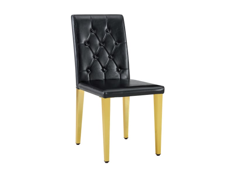 Lot de 4 chaises noires à cadre doré brillant – luxe léger, pieds métalliques dorés, design européen  - Conforama A