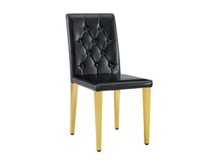 Lot de 4 chaises noires à cadre doré brillant – luxe léger, pieds métalliques dorés, design européen