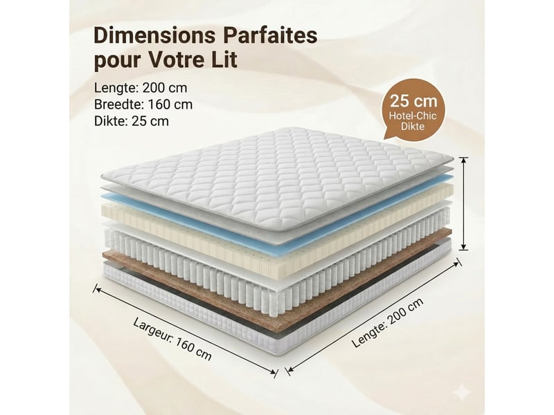  Matelas 160x200cm à 7 zones, soutien très ferme, ressorts ensachés, 25 cm, oeko-tex W5710P461973 - Conforama C