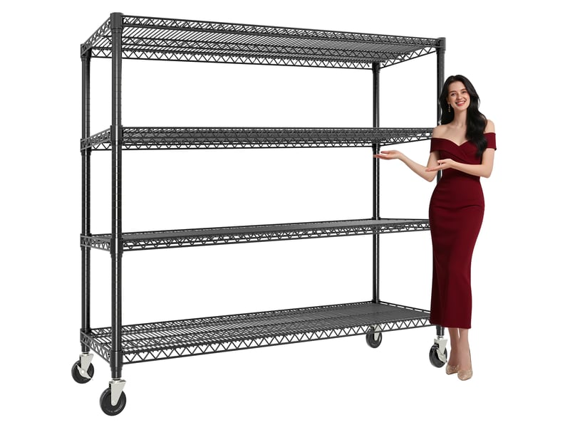 Rayonnage étagère métallique roulante ultra-résistante – rangement lourd garage, cuisine, cave, bureau, entrepôt 150x45x182cm PHK_3ACP5EGF - Conforama A