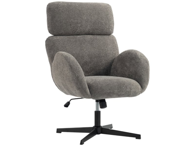  Chaise de bureau rembourrée en velours gris, base en acier, réglable en hauteur  - Conforama A