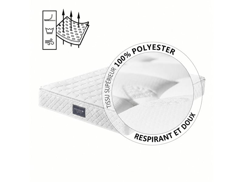  Lit coffre 140x200 avec matelas inclus, ouverture hydraulique, en lin gris  - Conforama E