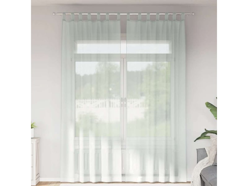  Lot de 2 rideaux en voile, voilages avec boucles gris clair 140x260 cm cf44300  - Conforama B
