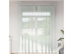 Lot de 2 rideaux en voile, voilages avec boucles gris clair 140x260 cm cf44300