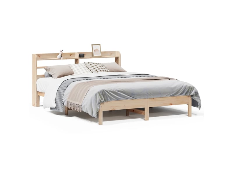 Lit double- lit adulte - cadre de lit sans matelas 150x200 cm bois de pin massif - Conforama A
