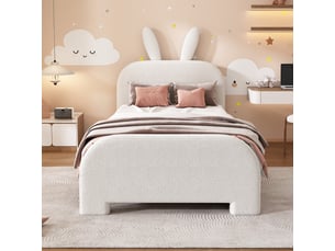 Lit simple 90x200 cm <strong>REDOM</strong>  <strong></strong> coloris blanc